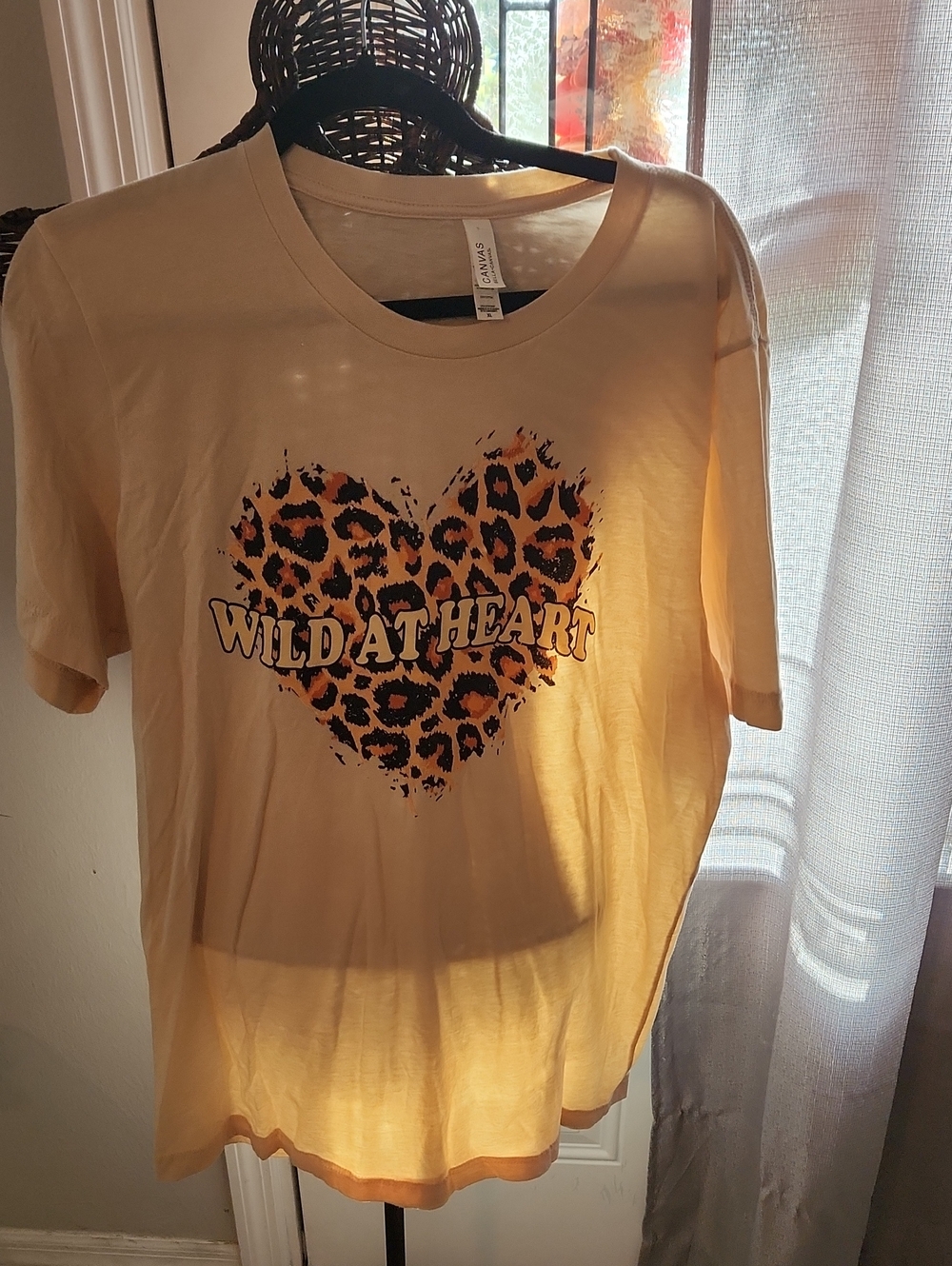 Bella Canvas Yellow Tee with Leopard Heart Graphic